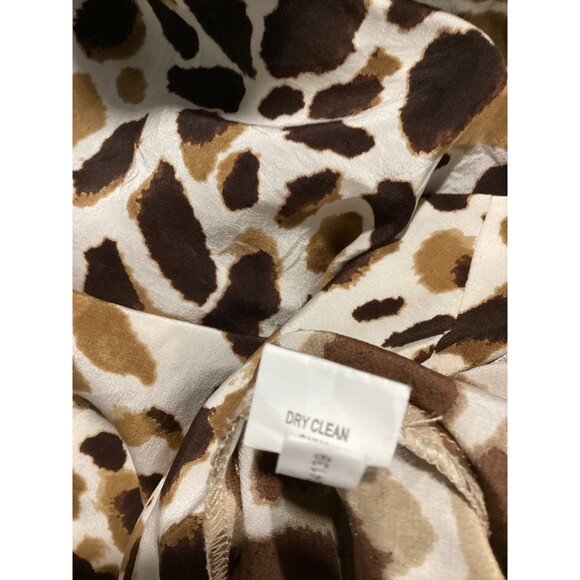 Kay Unger NY Romper 4 Cream Brown Leopard 100% Silk Pocket Short Sl Pockets - Picture 6 of 6